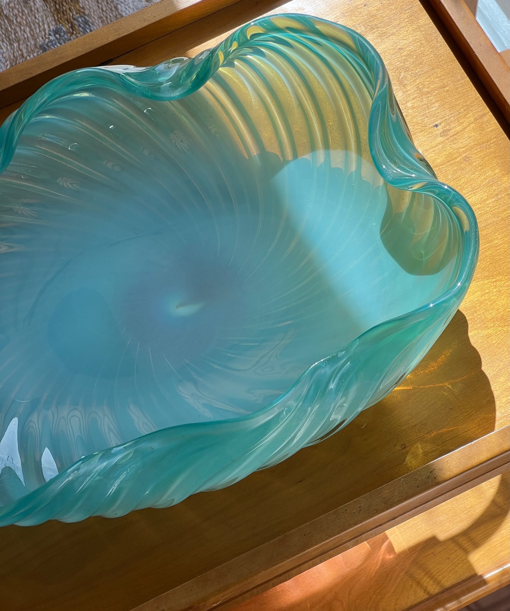 Large vintage blue Murano dish