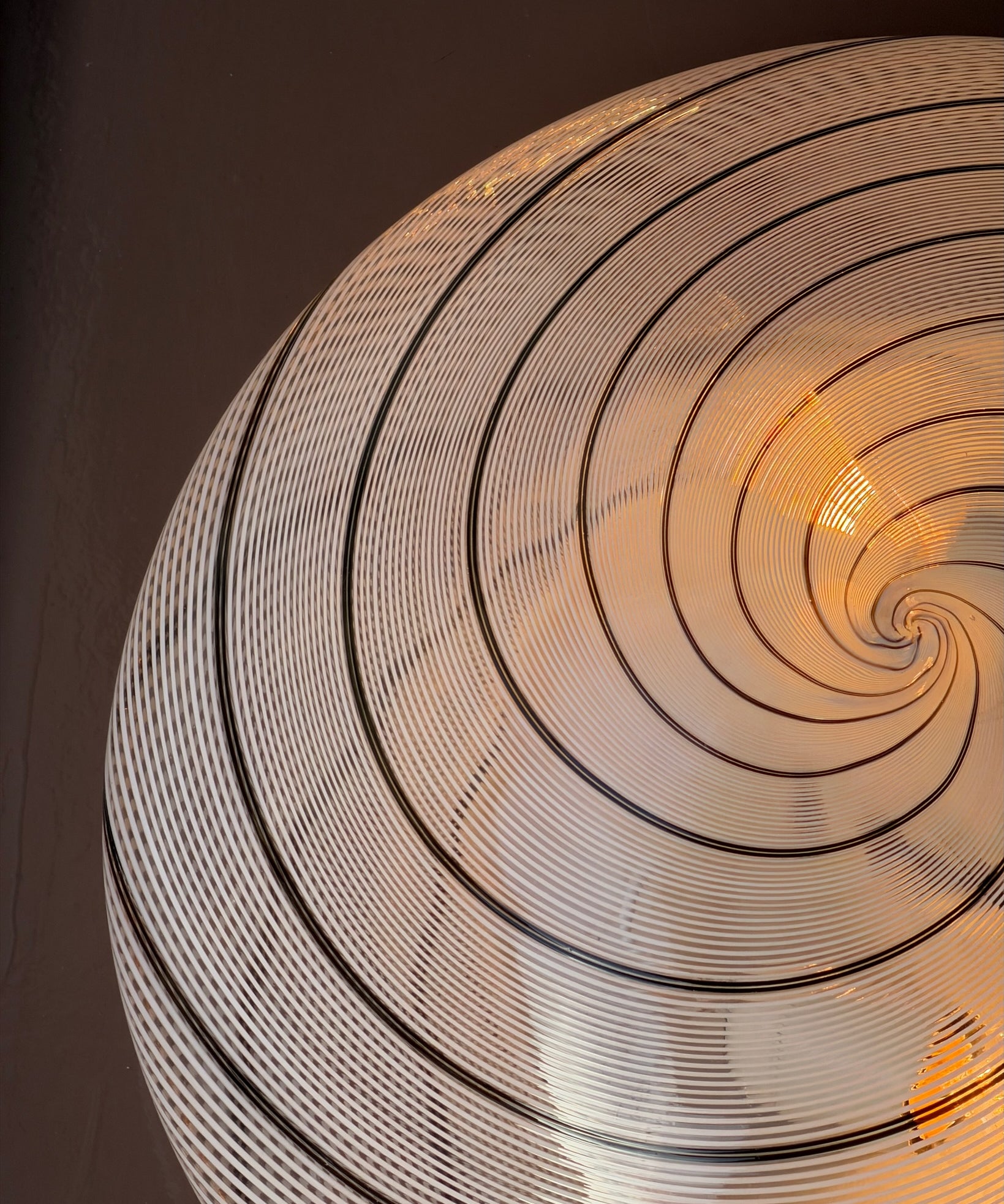 Vintage Murano clear/black/white swirl ceiling/wall lamp (D40)