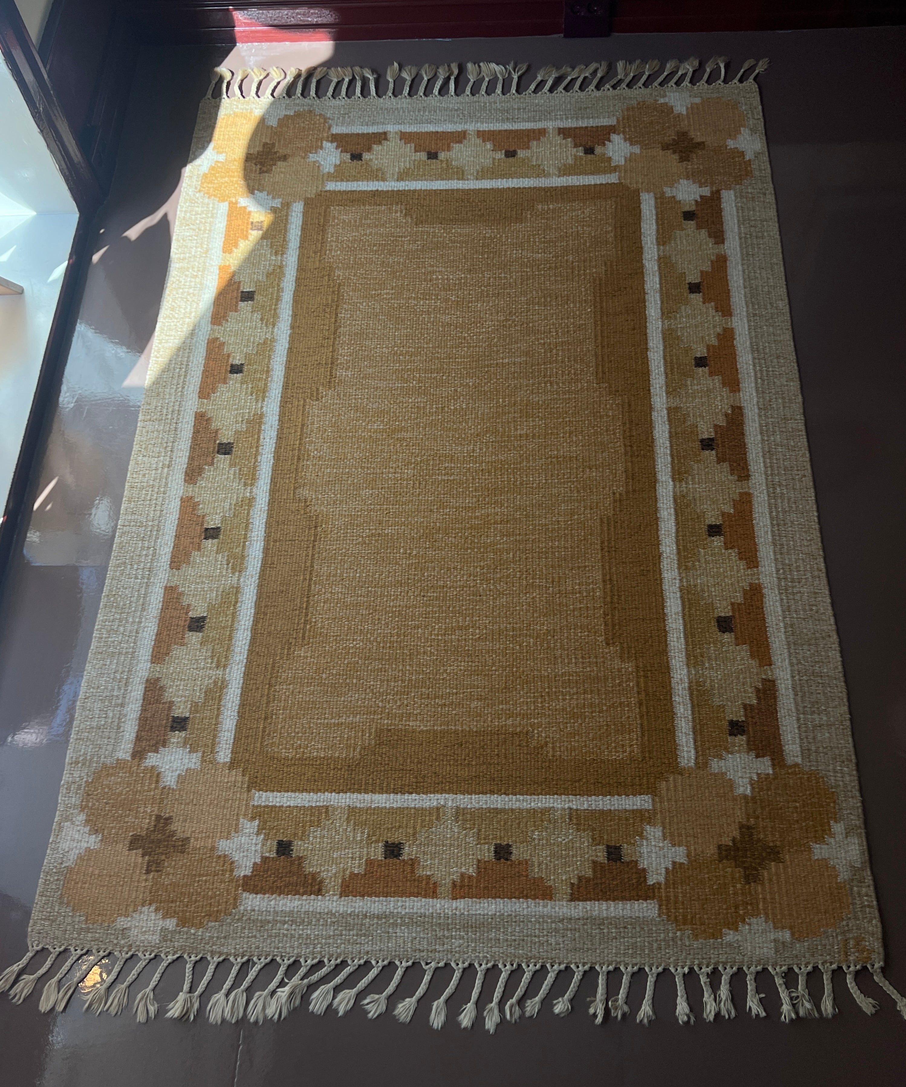 Vintage flat weave rug by Ingegerd Silow (IS)