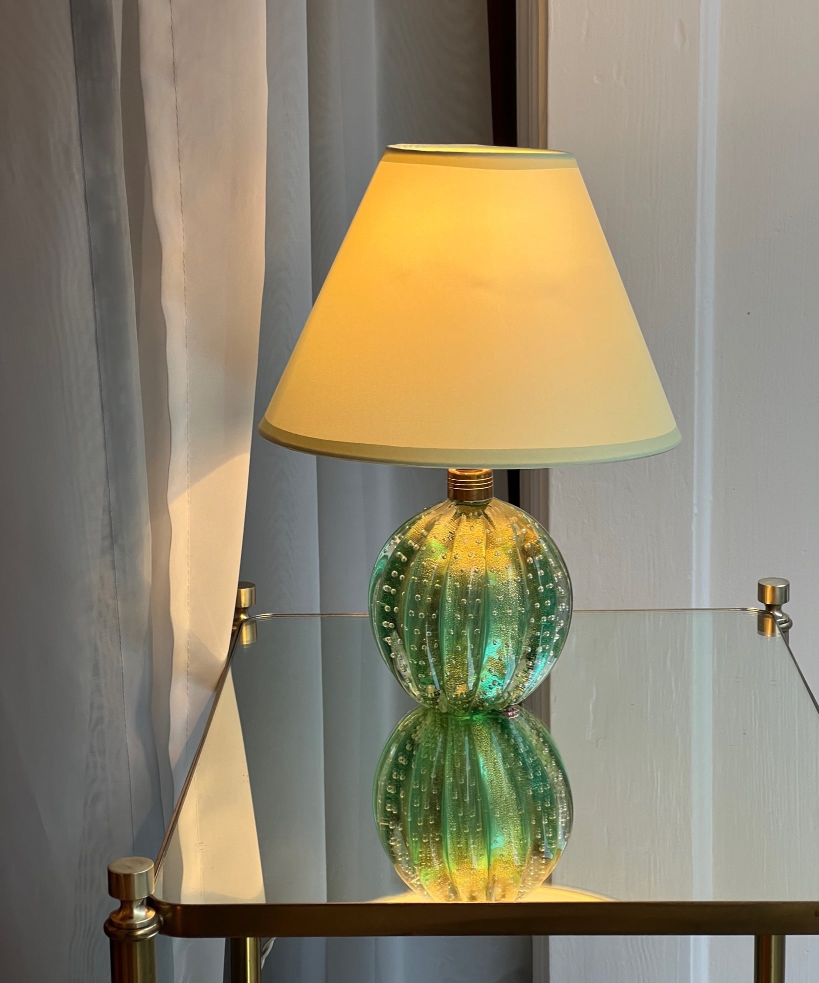 Vintage green Murano table lamp (with shade)