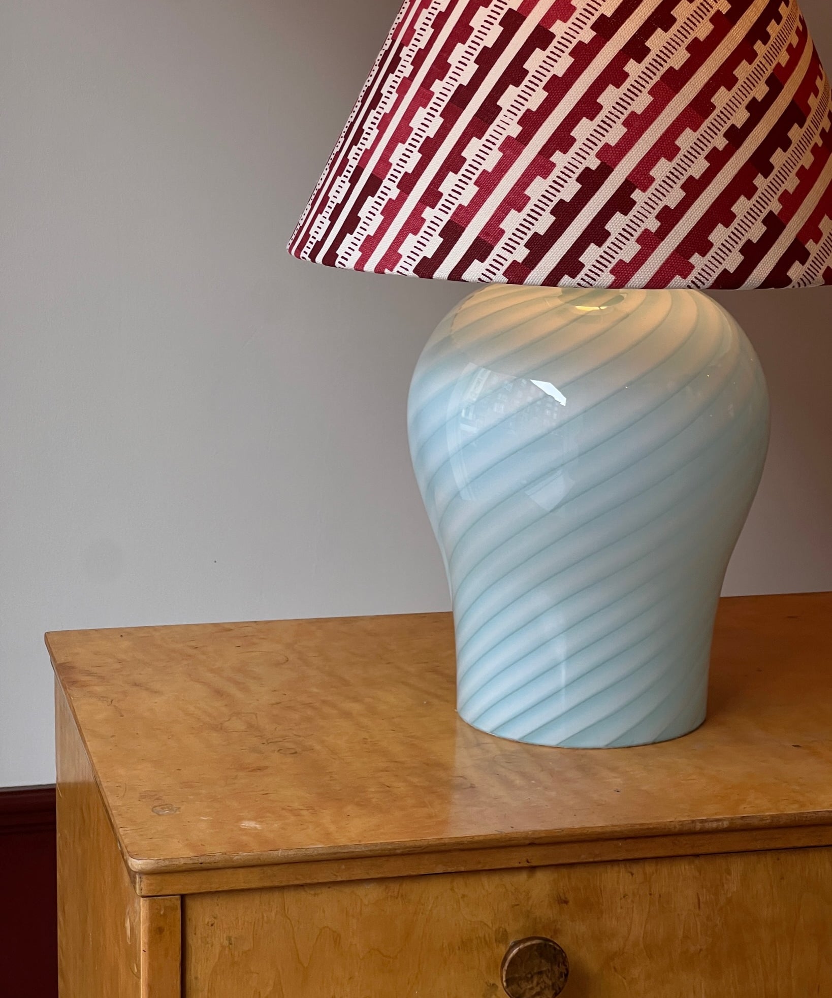 Vintage light blue swirl Murano table lamp (without shade) (Large)
