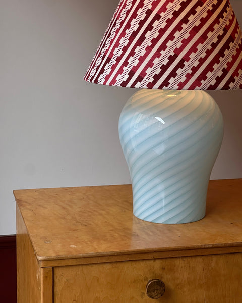 Vintage light blue swirl Murano table lamp (without shade) (Large)