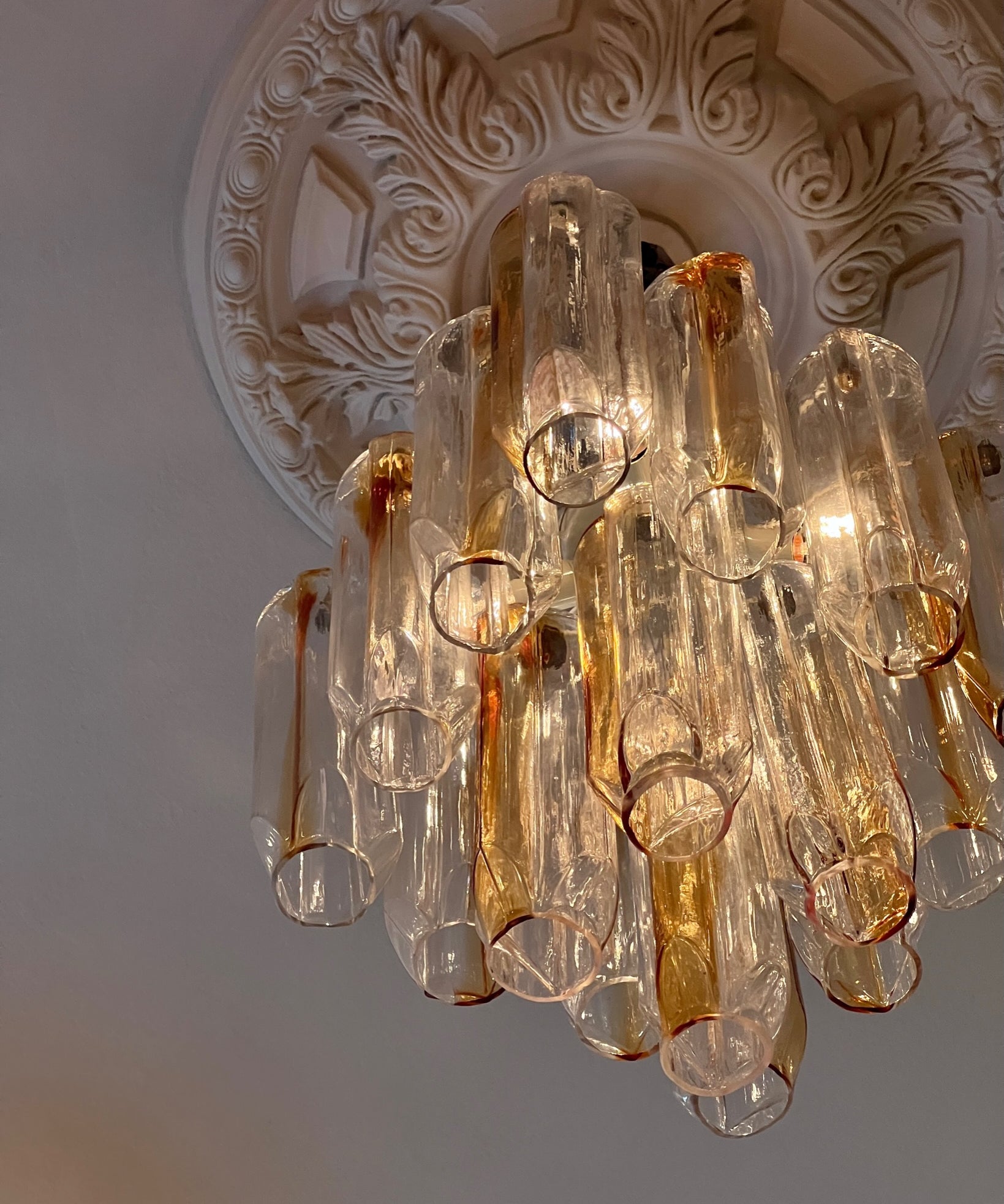 Vintage Murano golden/clear chandelier