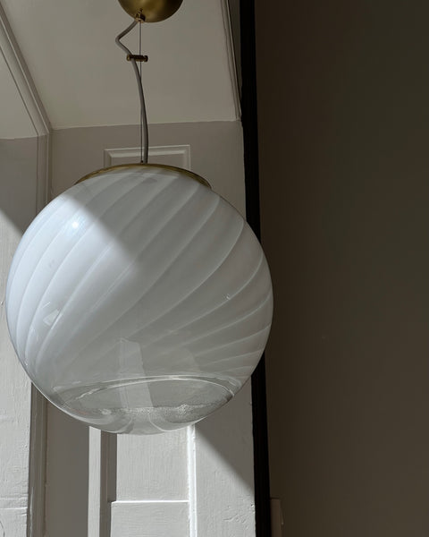 Vintage white clear Murano ceiling lamp (D35)
