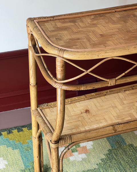 Vintage rattan console table