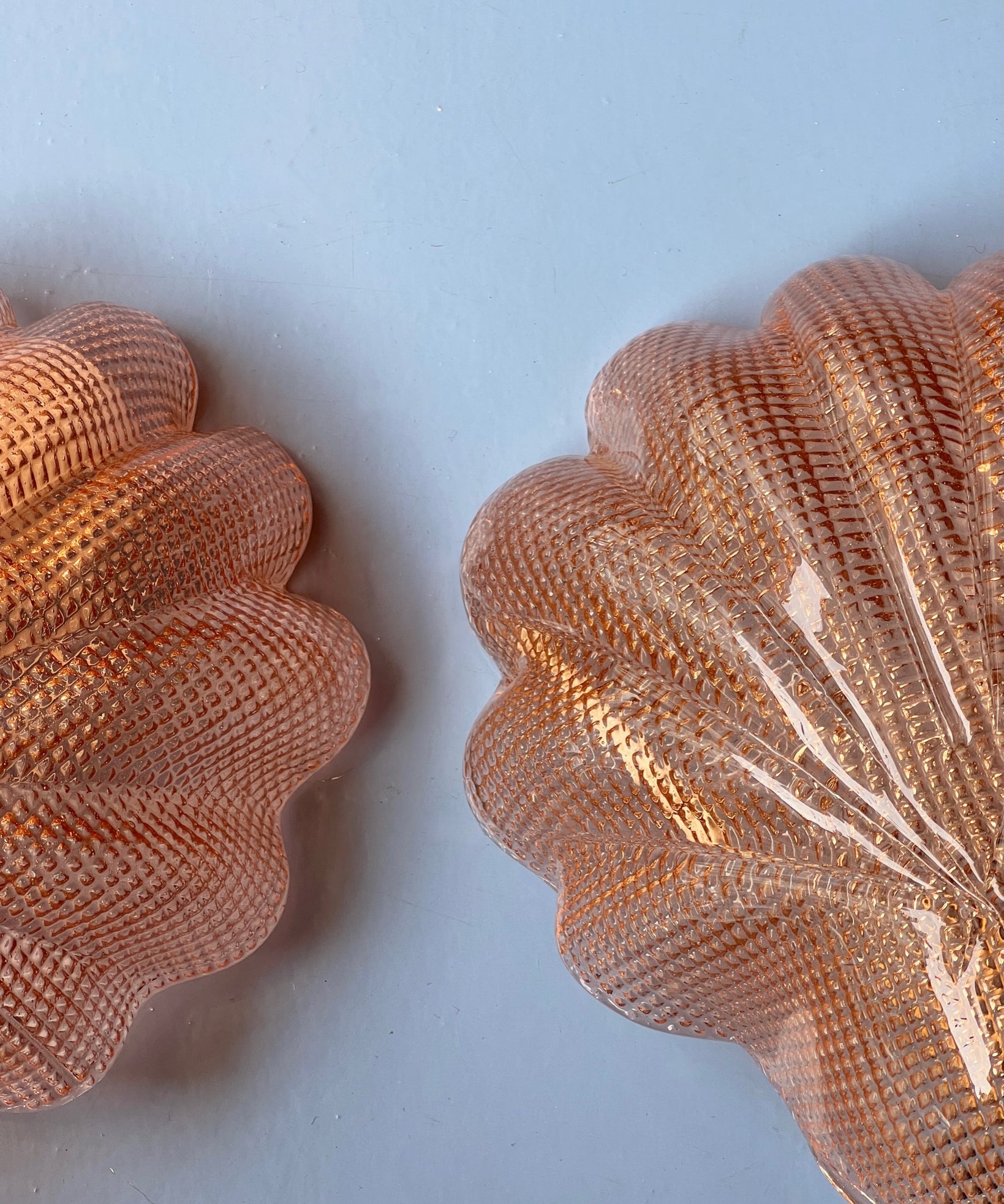 Pair of vintage pink Murano shell wall lamps
