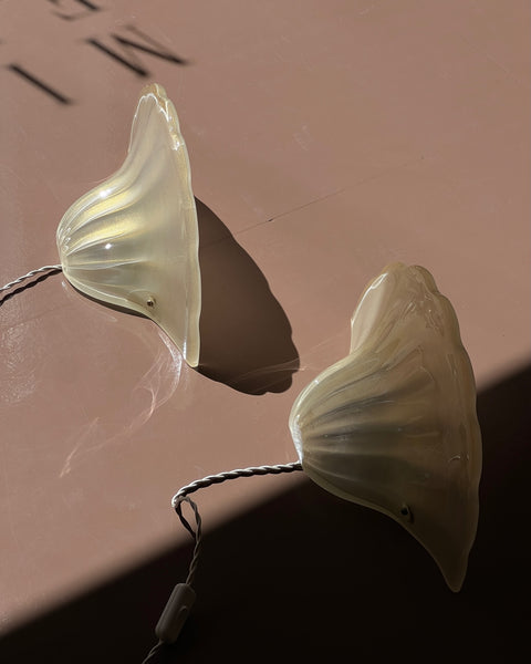 Vintage golden Murano shell wall lamps (2 available)