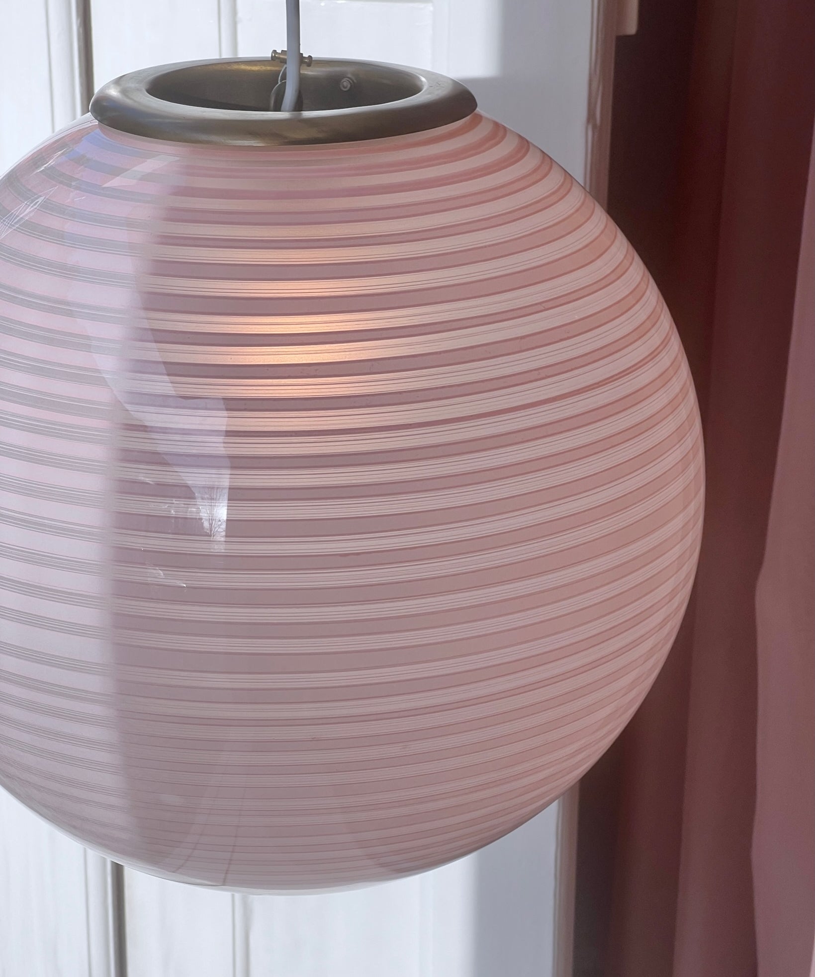 Vintage Murano light pink swirl ceiling lamp (D40)