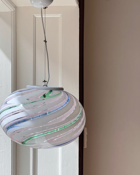Vintage oval Murano multi-coloured/transparent ceiling lamp (D38)