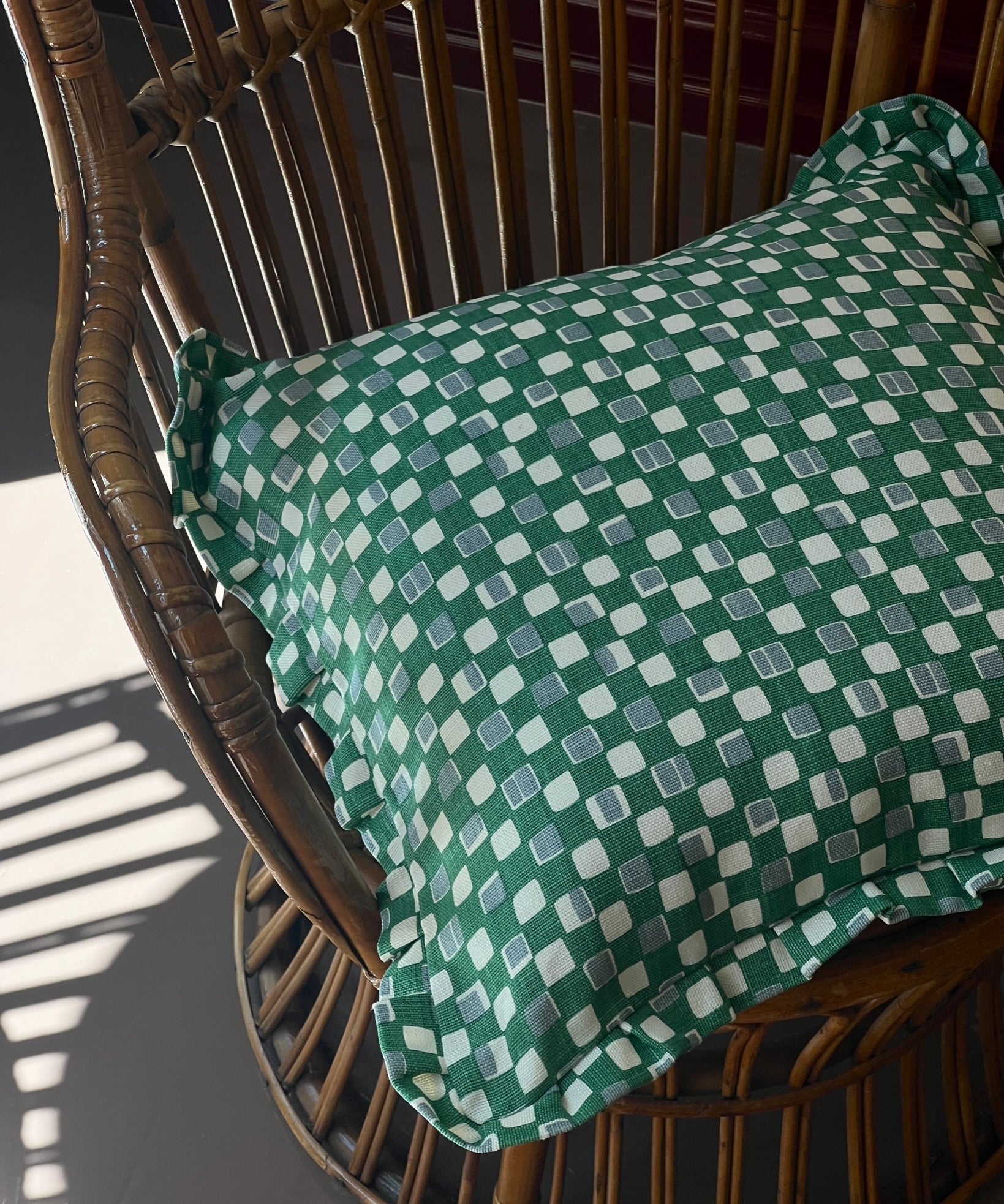 Faye ruffled cushion - Pea Green (Available upon request)