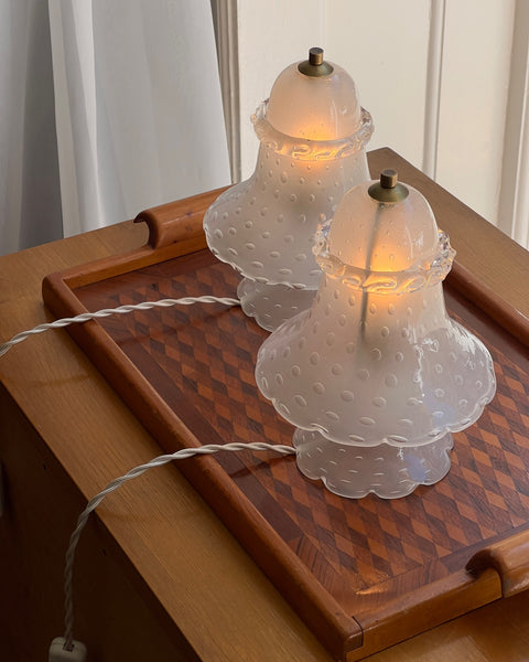 Vintage clear/frosted Murano table lamps (Sold as a pair)