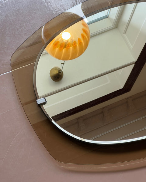 Vintage oval brown/golden (clear) glass-frame Italian mirror