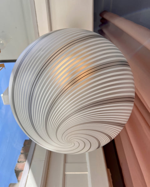 Vintage white/black/blured Murano swirl ceiling lamp (D40)