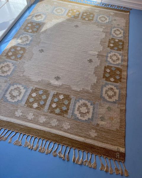 Vintage flat weave rug by Anna Johanna Ångström (Å)