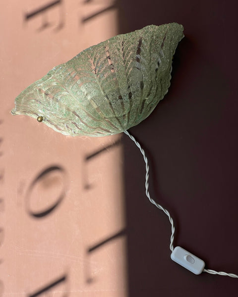 Vintage green/clear Murano shell wall lamp