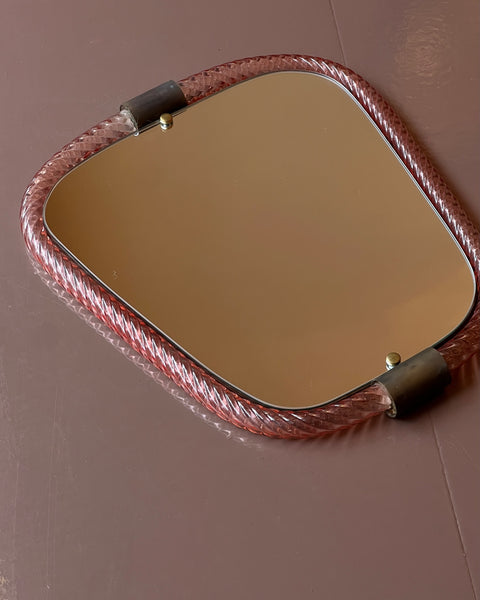 Vintage Italian mirror with pink glass frame