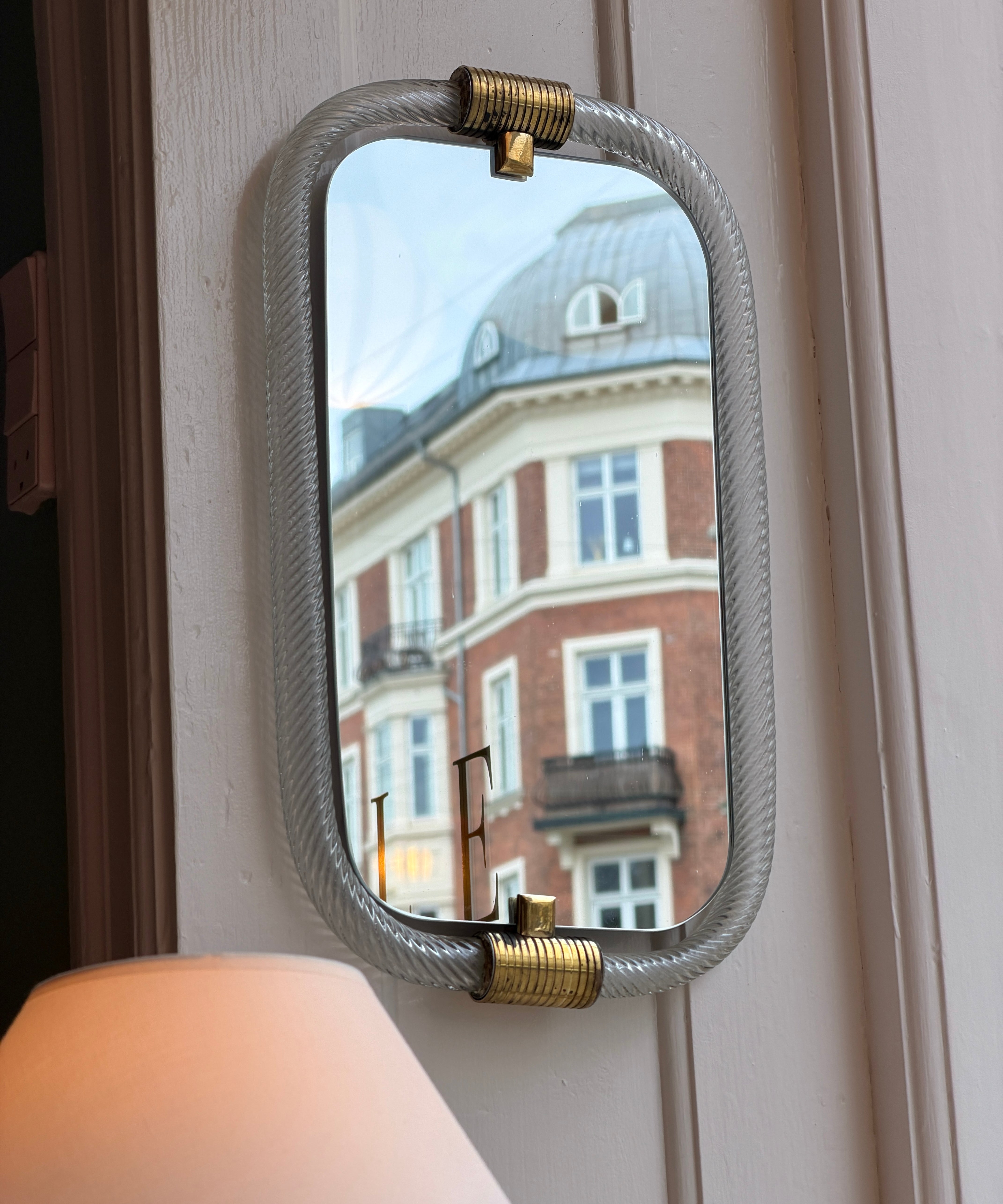 Vintage Italian mirror with twisted clear glass frame