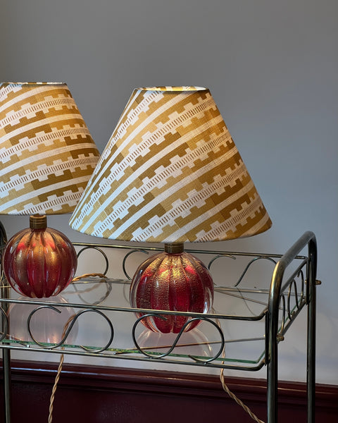 Vintage red/golden Murano table lamp (incl. lampshade) (2 available)