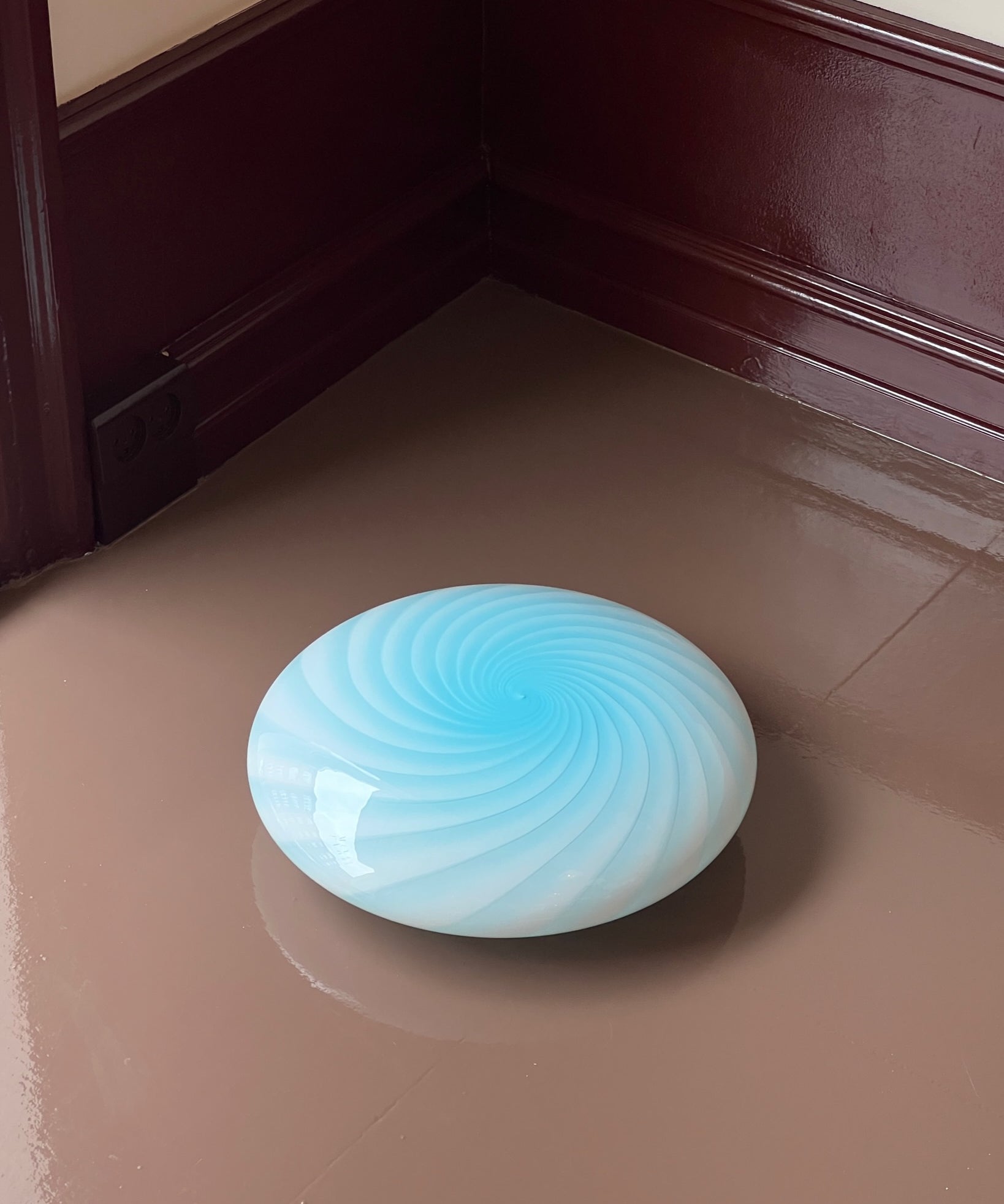 Vintage Murano light blue swirl ceiling/wall lamp (D35)