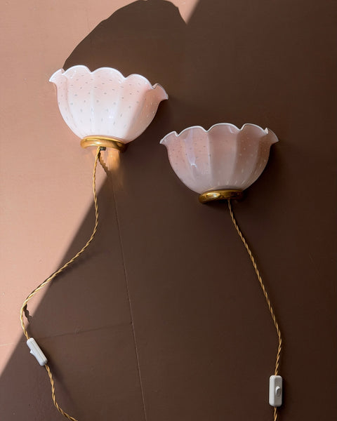 Vintage light pink dotted Murano wall lamp (2 available)