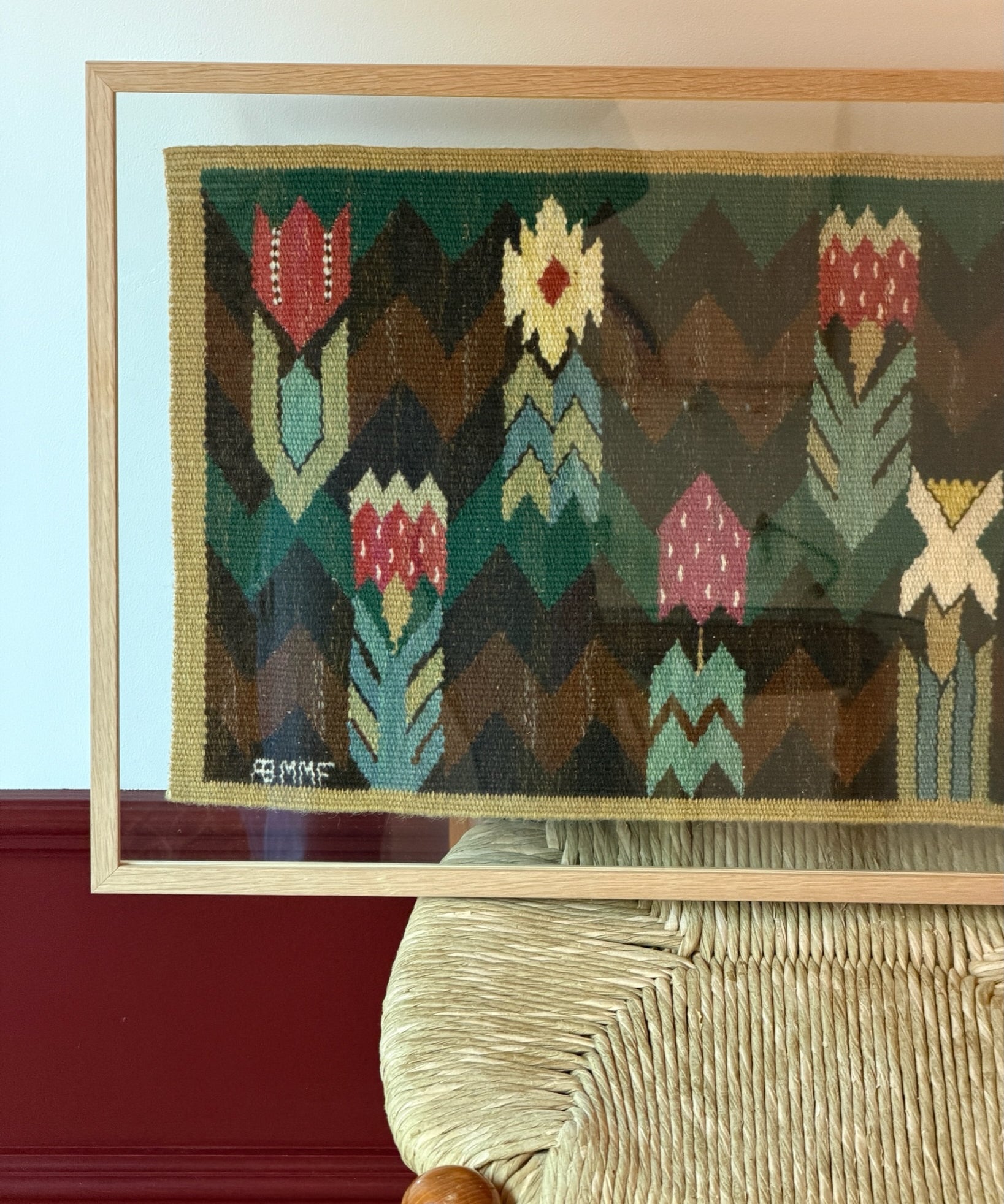 Vintage handwoven wall tapestry by Märta Måås-Fjetterström (AB MMF)