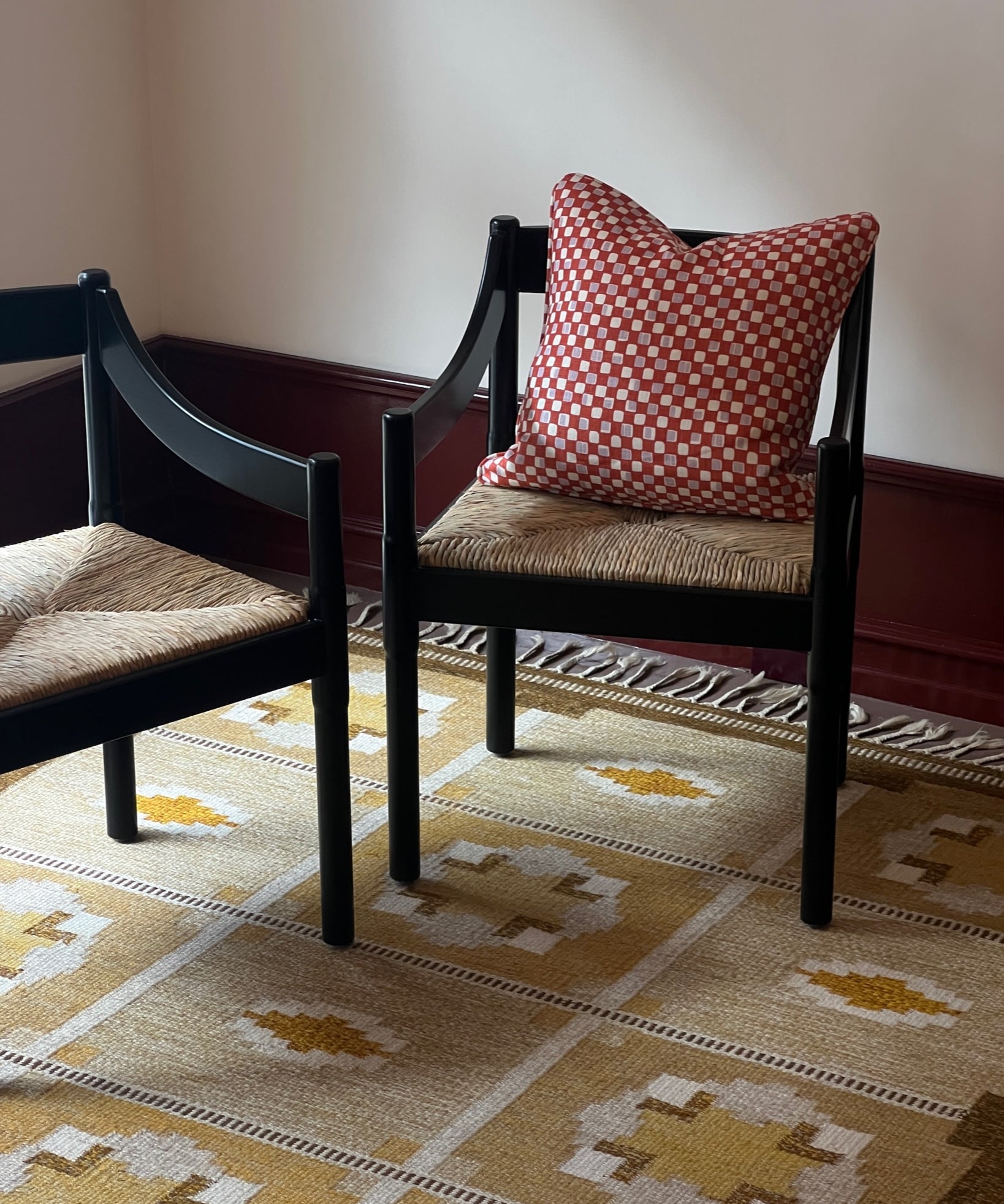 Vintage flat weave rug by Ingegerd Silow (IS)