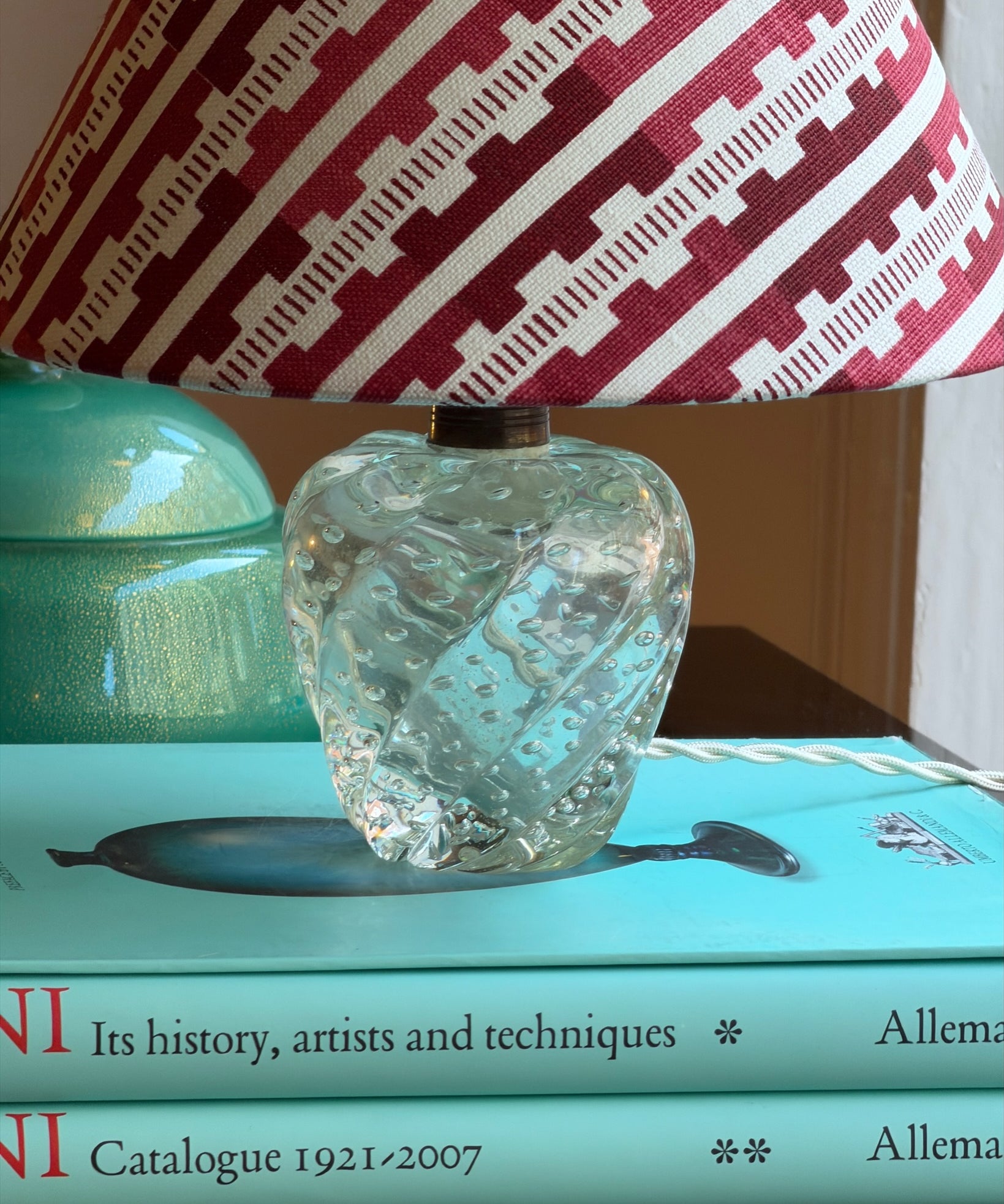 Vintage clear Murano table lamp (with lampshade)