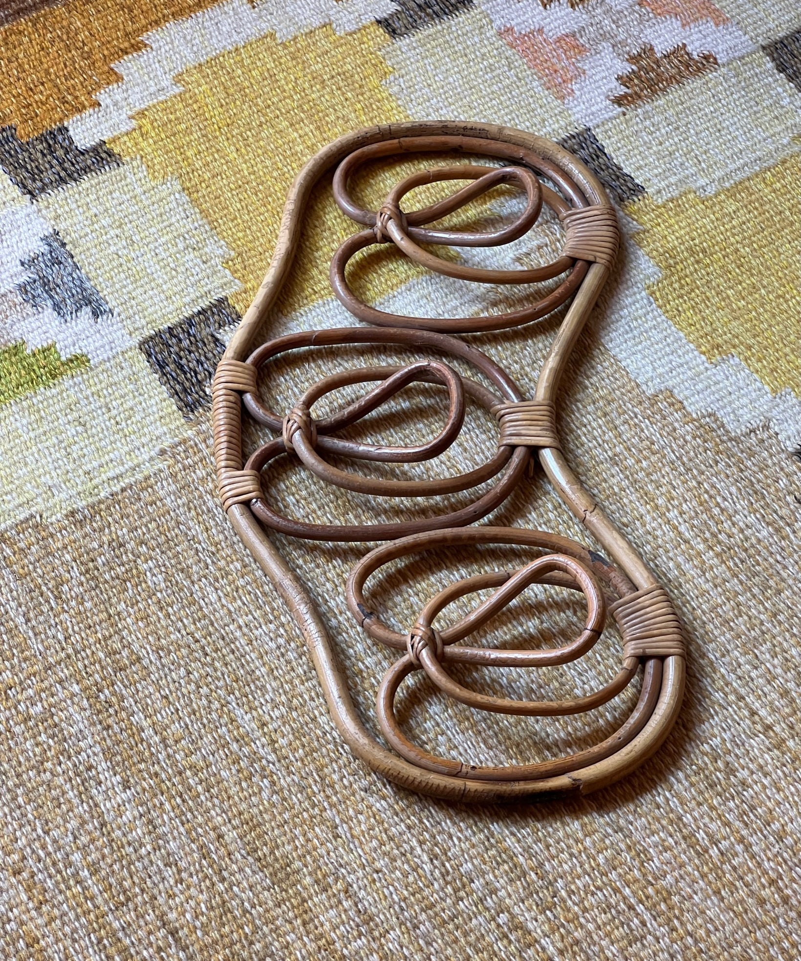 Vintage rattan coat rack