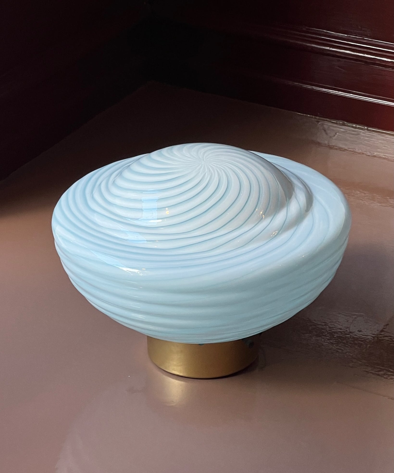 Vintage Murano light blue swirl ceiling/wall lamp (D30)