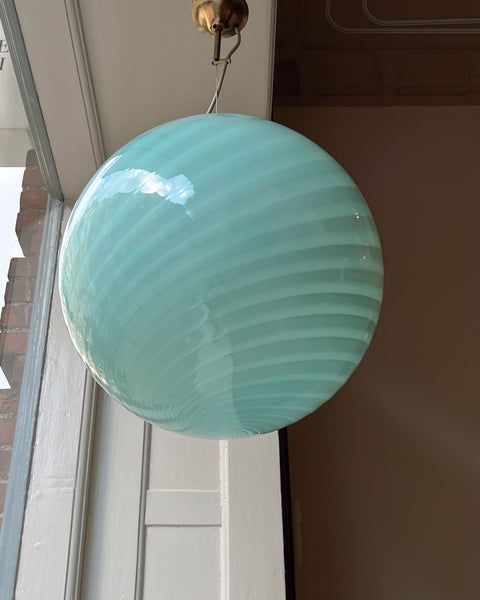 Vintage Murano light blue swirl ceiling lamp (D40)