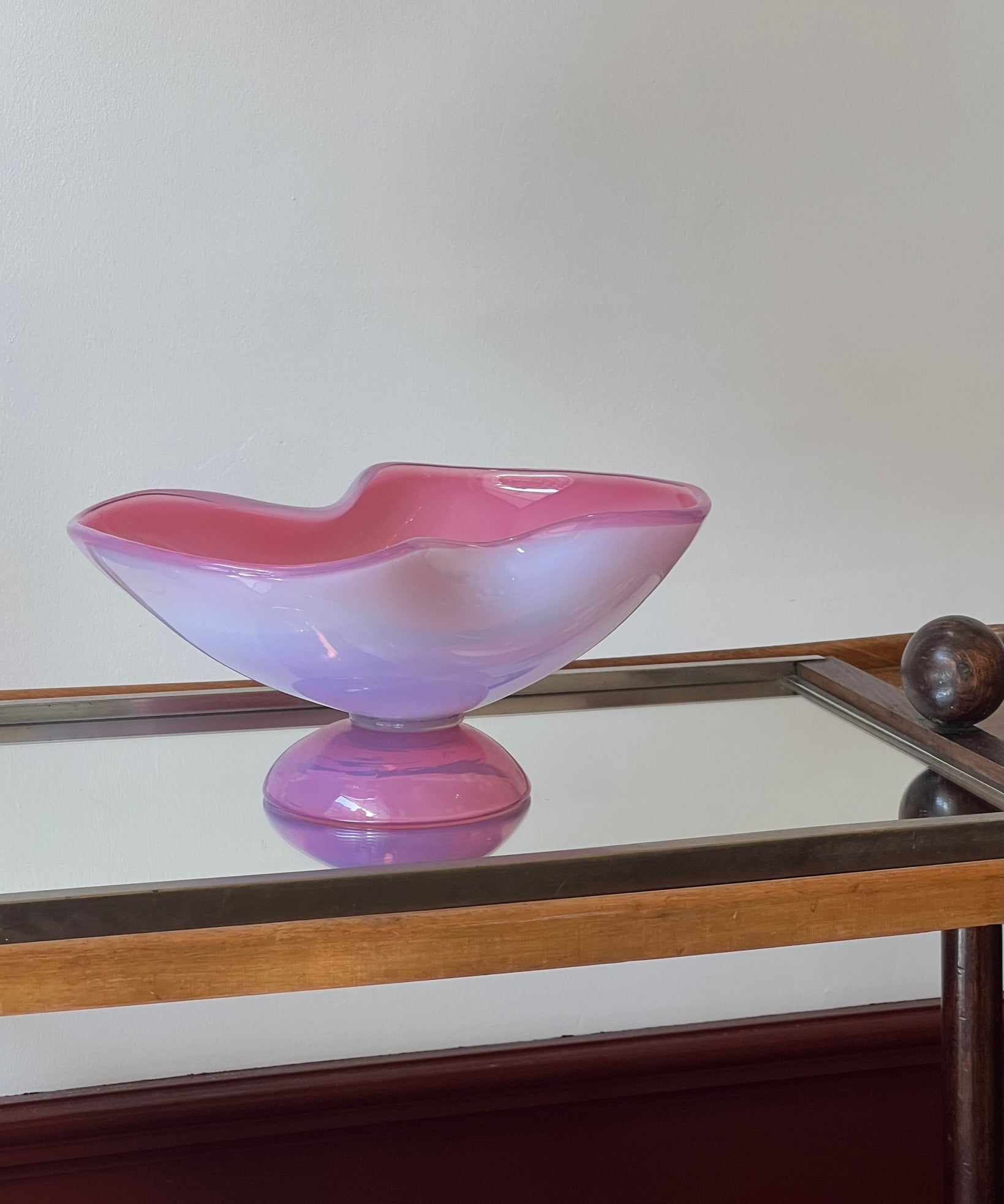 Vintage opal pink Murano bowl