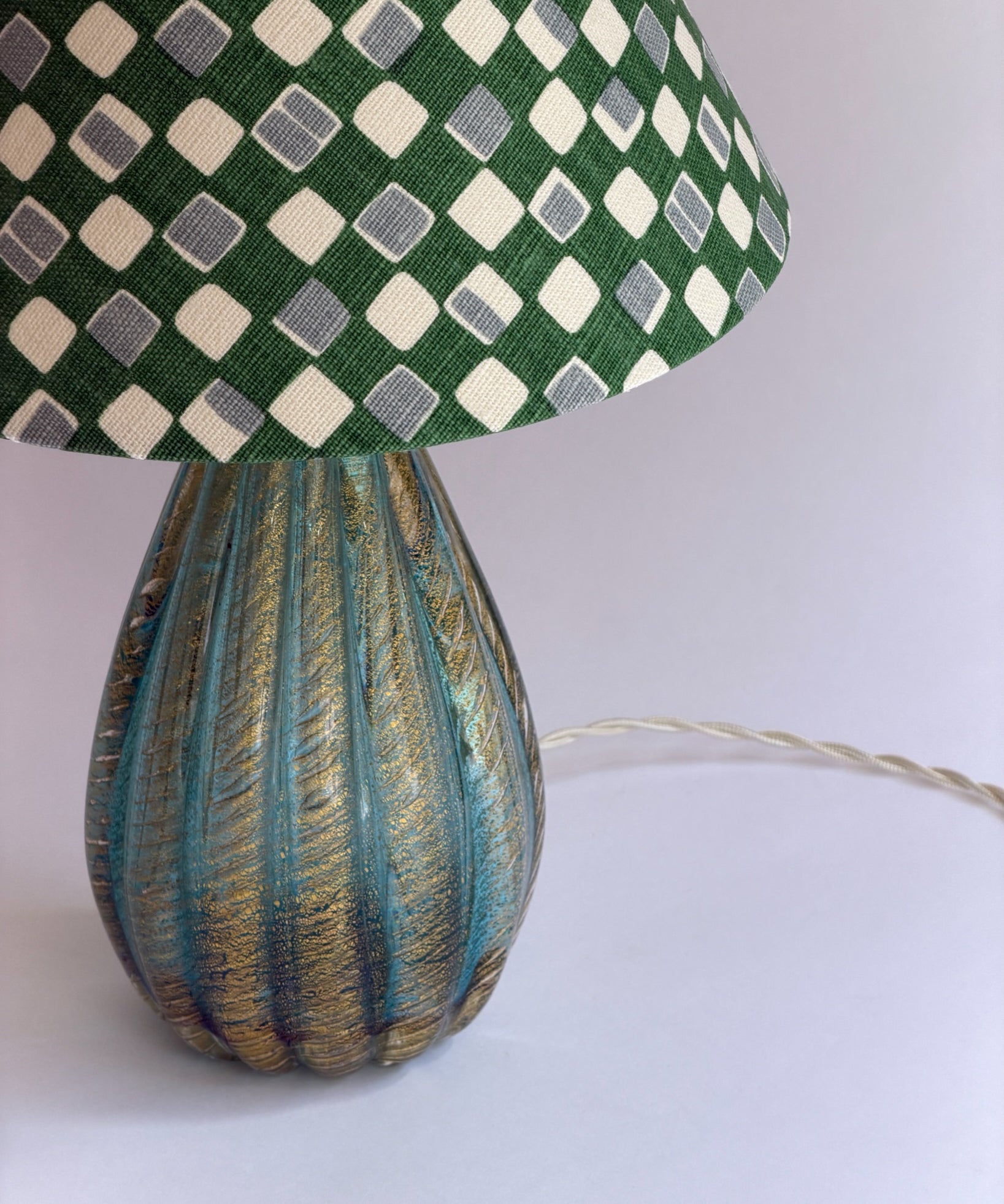 Vintage large green Murano table lamp (incl. lampshade)