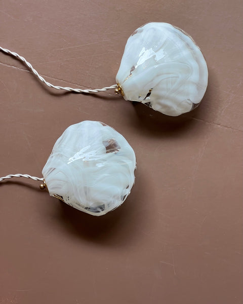Vintage milky white/clear Murano wall lamps (sold as a pair)