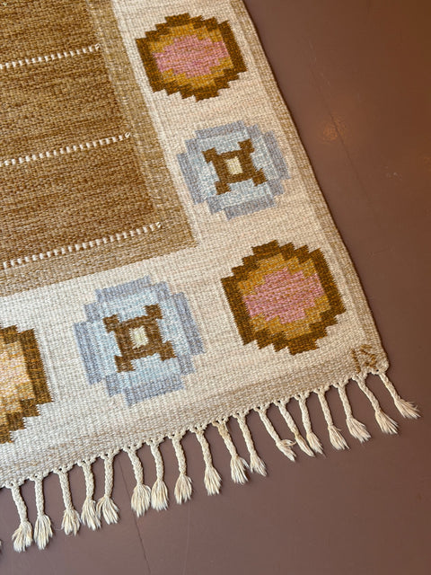 Vintage flat weave rug by Ingegerd Silow (IS)