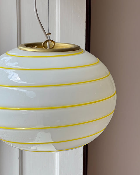 Vintage Murano oval yellow / white swirl ceiling lamp (D35)