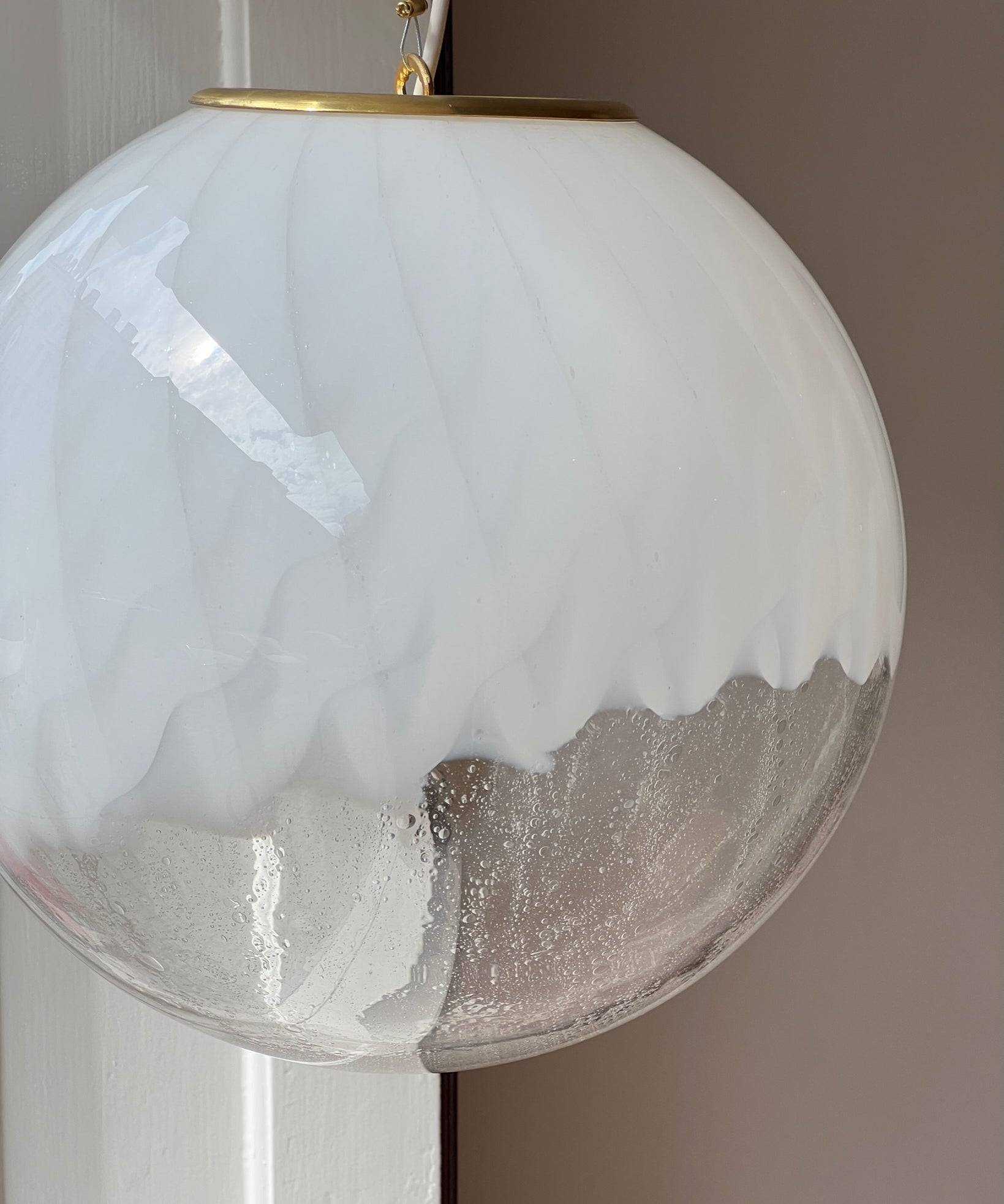 Vintage white clear Murano ceiling lamp (D35)