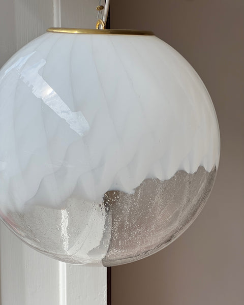 Vintage white clear Murano ceiling lamp (D35)
