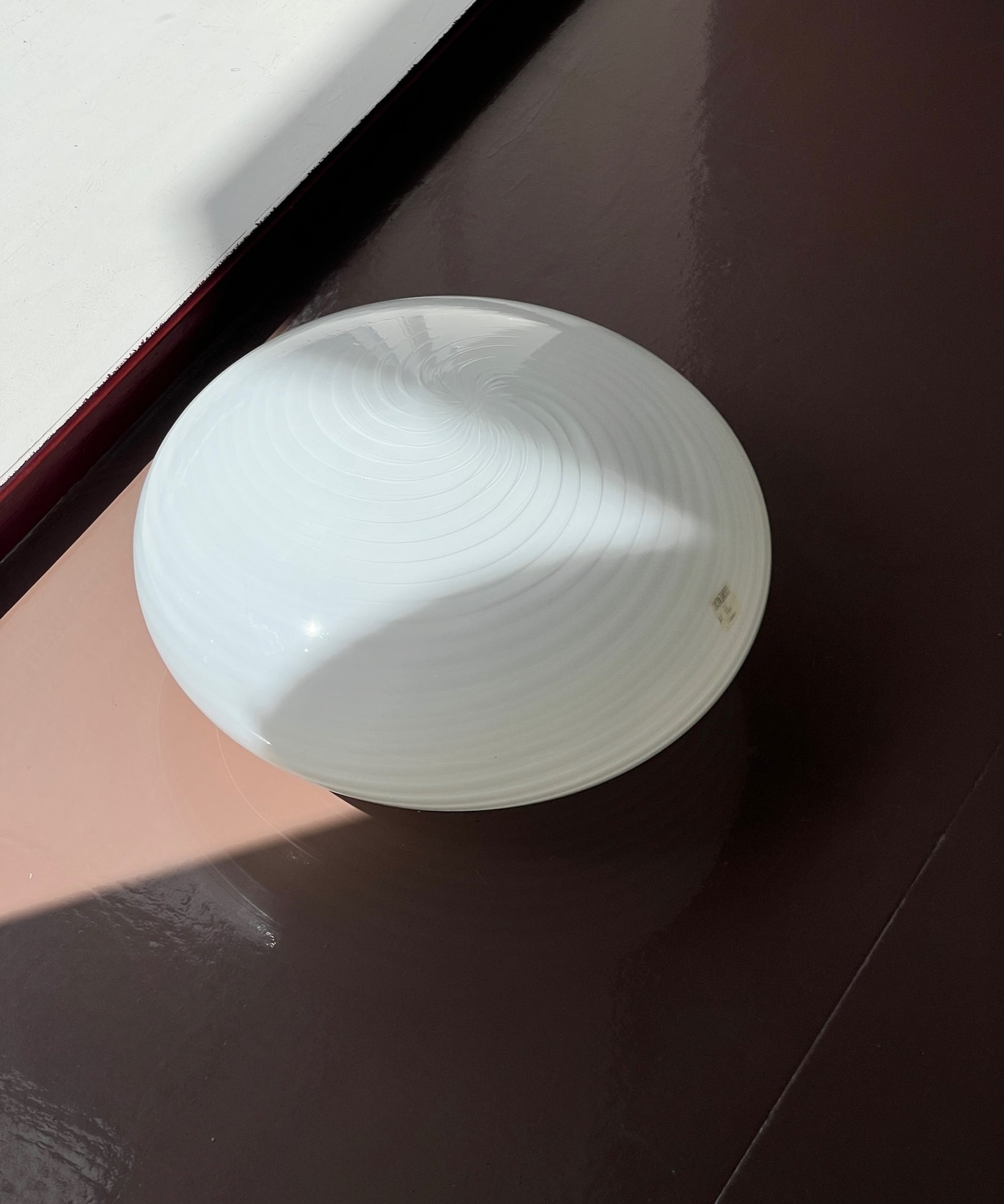 Vintage Murano white swirl ceiling/wall lamp (D38)