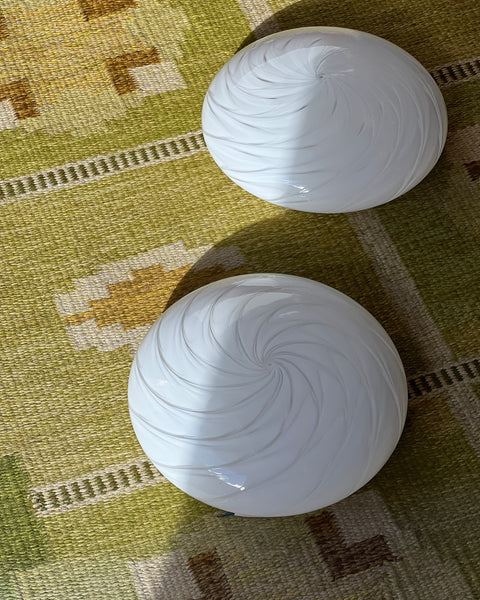 Vintage Murano white swirl ceiling/wall lamp (D30) (2 available)