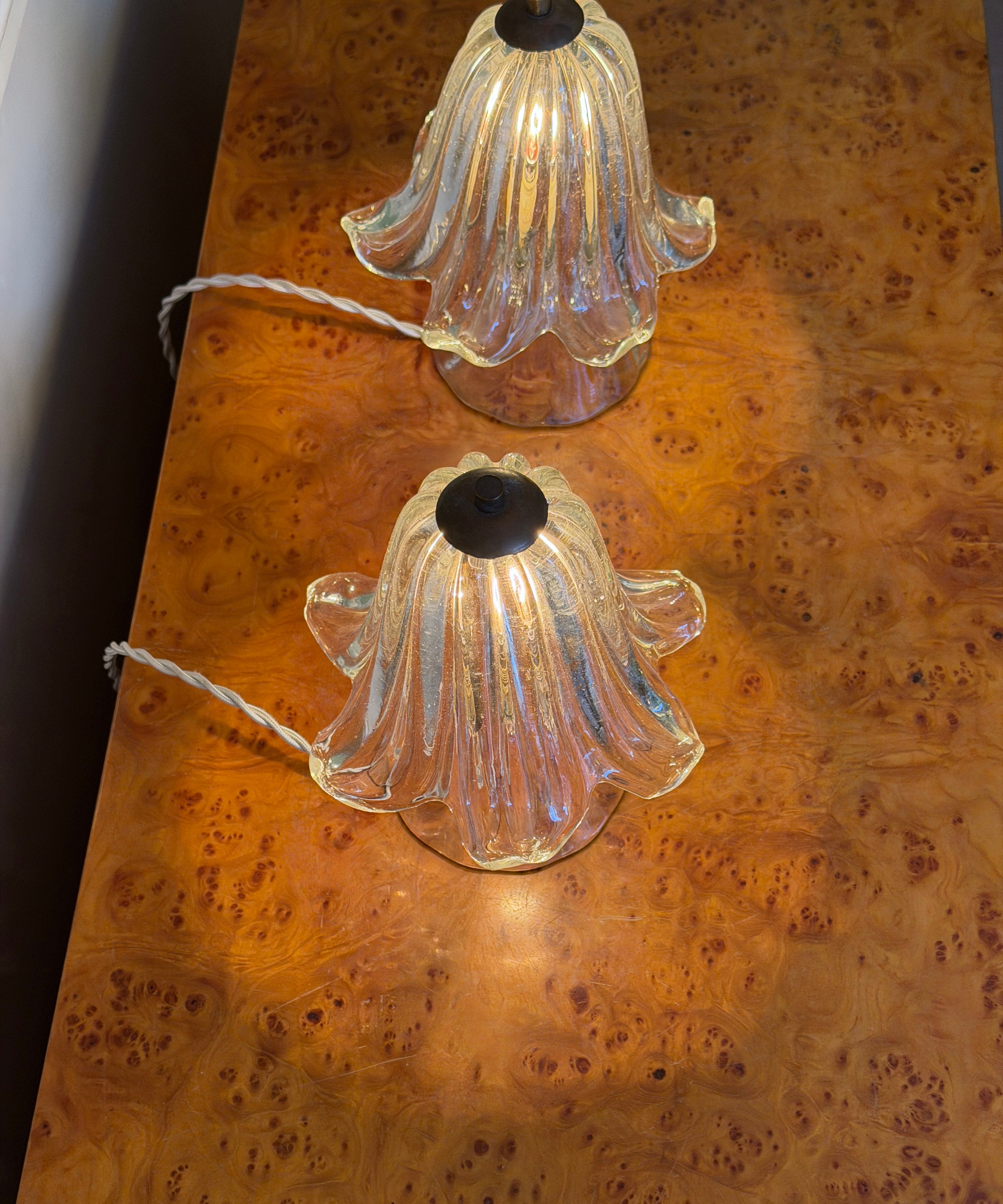 Vintage clear Murano table lamps (2 available)