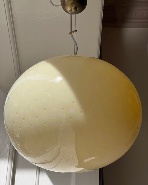 Vintage oval yellow dotted Murano ceiling lamp (D40)