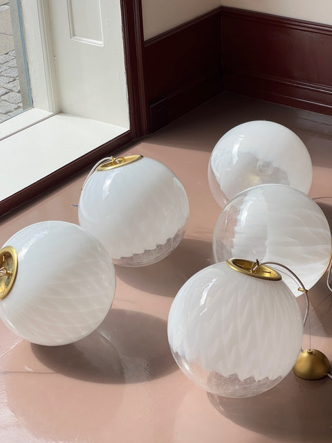 Vintage white clear Murano ceiling lamp (D35)