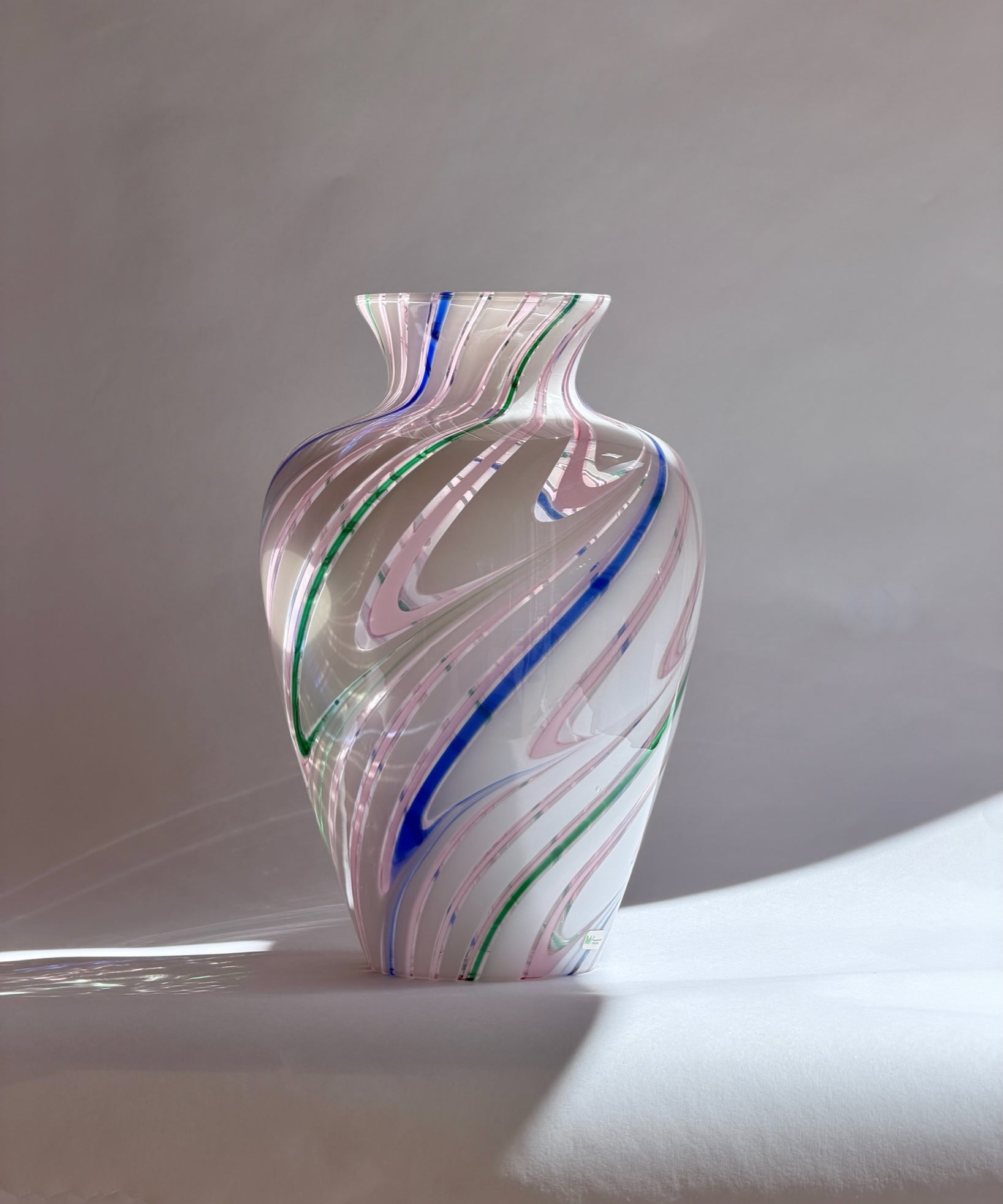 Large vintage multi-coloured Murano vase (2 available)
