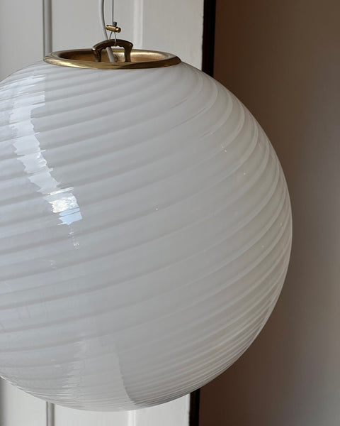 Vintage Murano white swirl ceiling lamp (D40)