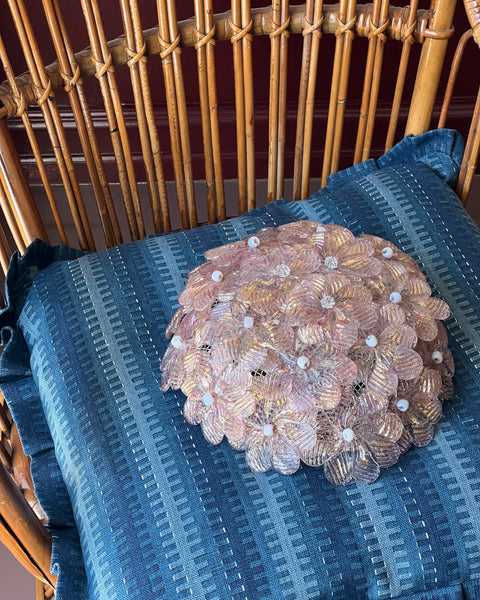 Vintage pink/golden Murano flower ceiling/wall lamp (D24)