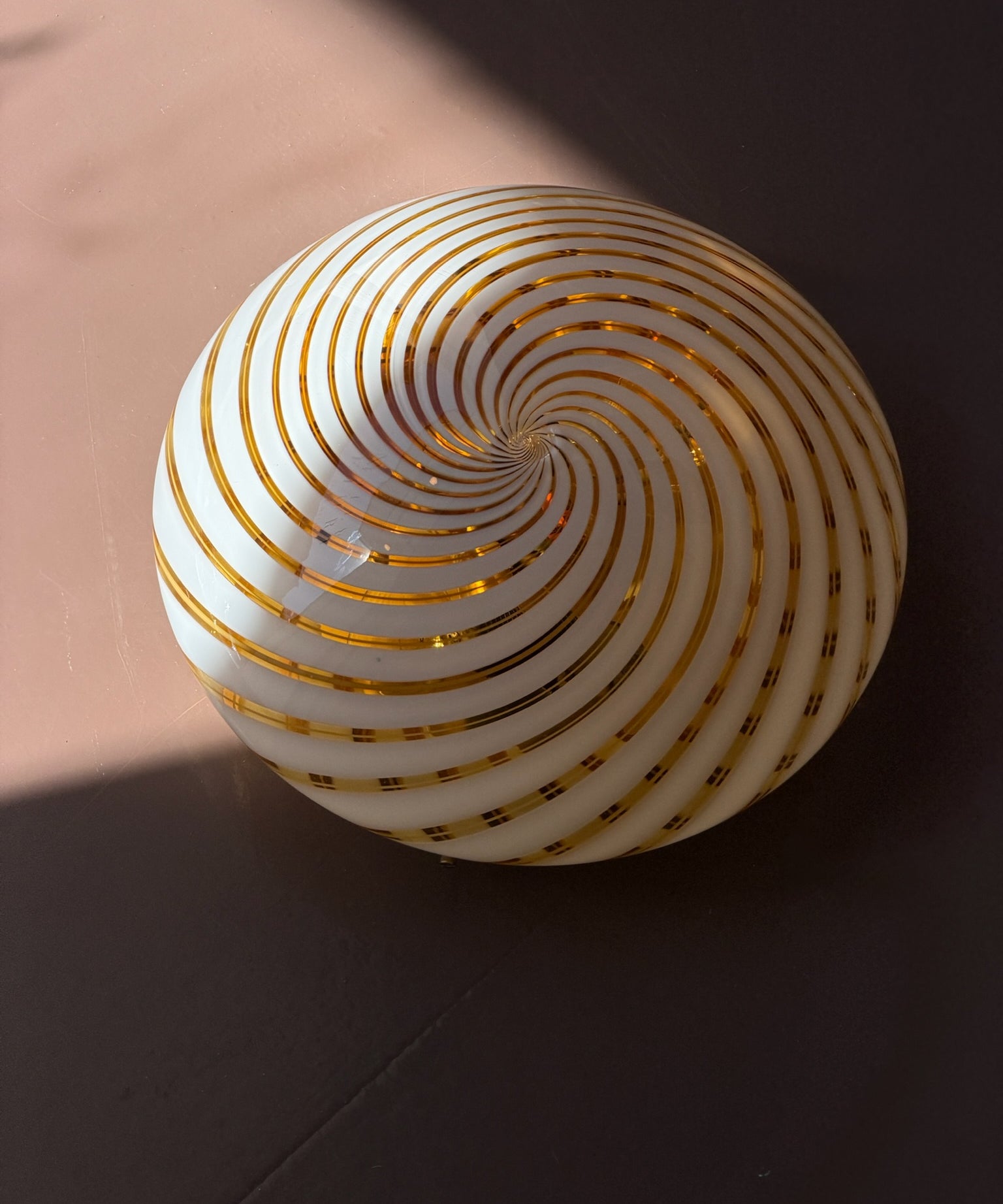 Vintage Murano clear/golden swirl ceiling/wall lamp (D28)
