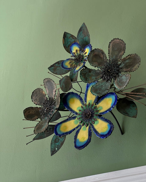 Vintage Curtis Jere enamel flower wall sculpture