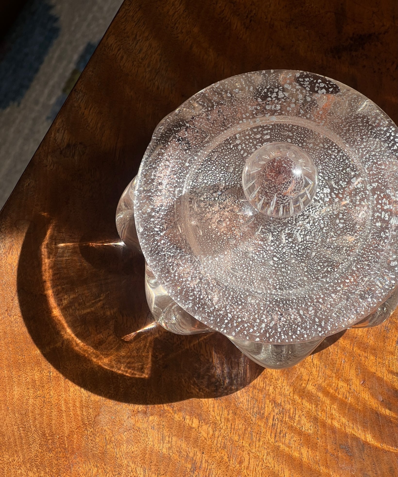 Vintage clear/silver/brown Murano bonbonniere