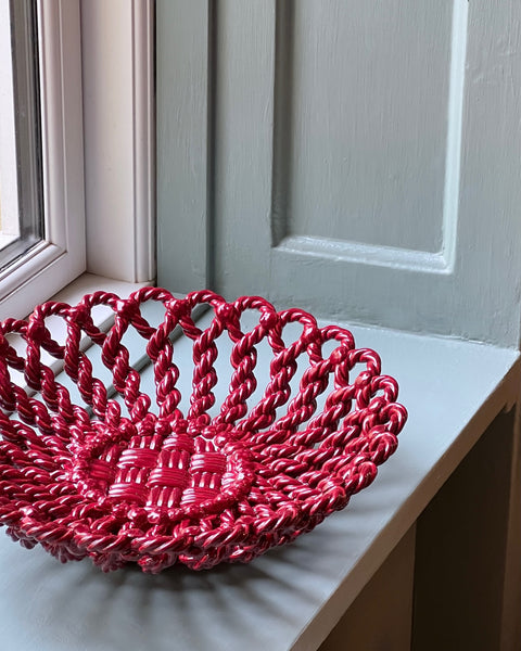 Vintage red ceramic basket