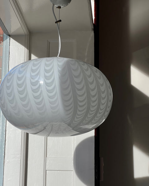 Vintage Murano oval white ceiling lamp (D45)